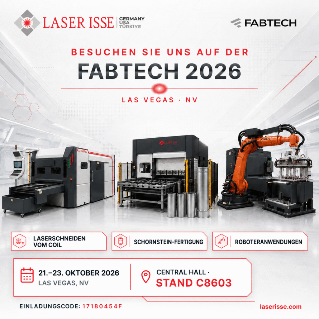 Laser Isse Wir sind auf der FABTECH 2026 1 Laser ISSE auf der FABTECH 2026, 21.–23. Oktober in Las Vegas, Central Hall, Stand C8603. Einladungscode 17180454F.