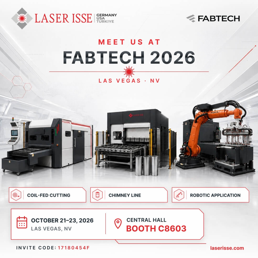 Laser Isse Home 8 Meet Laser ISSE at FABTECH 2026, October 21–23, Las Vegas. Central Hall, Booth C8603. Invite code: 17180454F.
