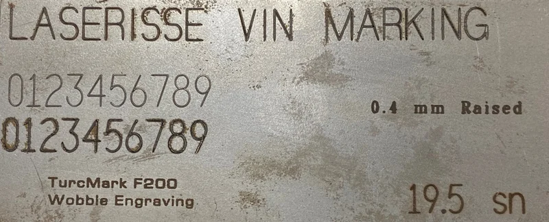 VIN marking sample